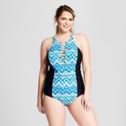 Costa Del Sol Women's Plus Size Strappy One Piece - Blue