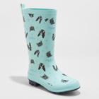 Girls' Audria Printed Rain Boots - Cat & Jack Mint (green)
