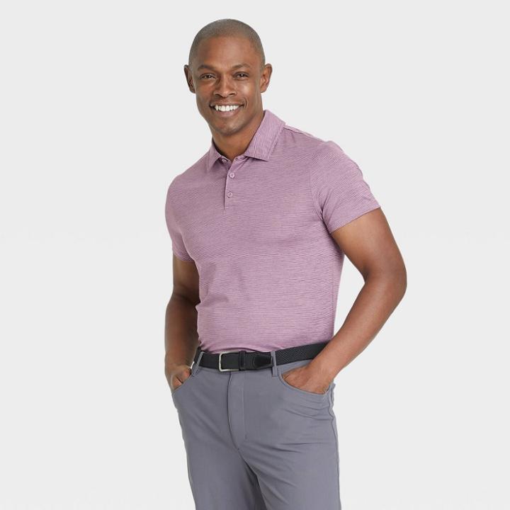 Men's Striped Polo Shirt - All In Motion Grape Purple