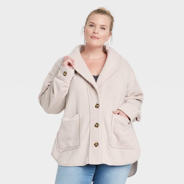 Women's Plus Size Button-front Jacket - Knox Rose Cream