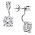 Distributed By Target Women's Front To Back Post Earrings With Round-cut Clear Cubic Zirconia - Clear/gray