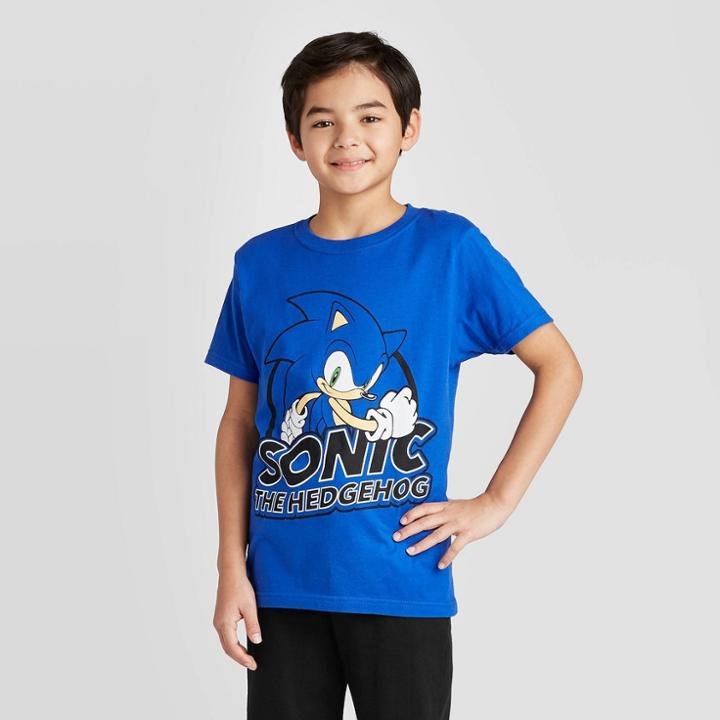 Sega Petiteboys' Short Sleeve Sonic Royal T-shirt - Blue S, Boy's,