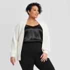 Women's Plus Size Long Sleeve Open Neck Cardigan - Ava & Viv White X, Women's