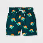 Toddler Boys' Rainbow Turtle Print Swim Trunks - Cat & Jack Green