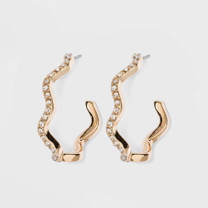 Sugarfix By Baublebar Modern Crystal Hoop Earrings - Gold