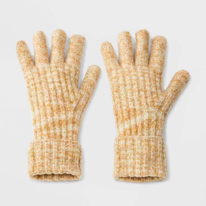 Women's Ribbed Lined Gloves - Universal Thread Cream/gold