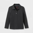 Toddler Girls' Long Sleeve Interlock Uniform Polo Shirt - Cat & Jack Gray