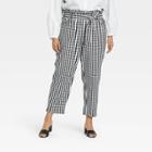 Women's Plus Size Ankle Length Paperbag Trousers - Who What Wear Black/white Gingham Check