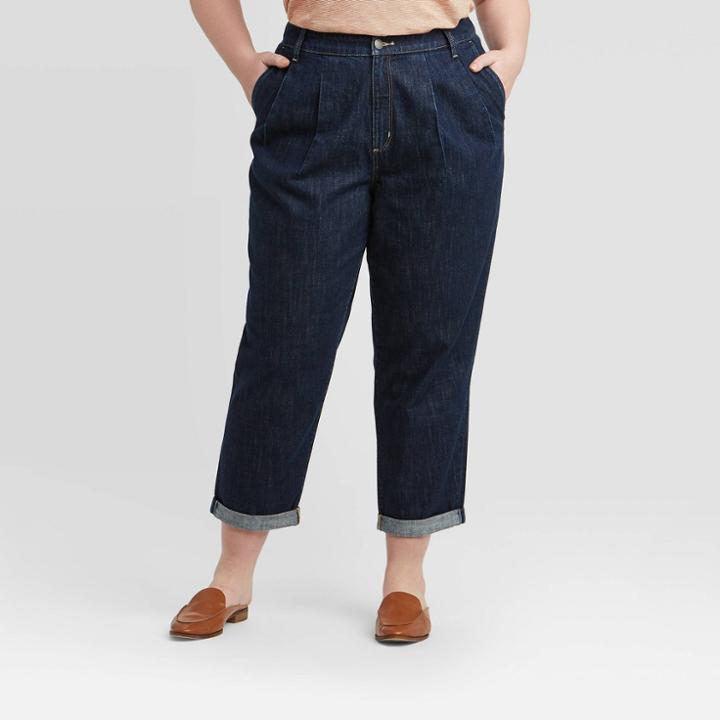 Women's Plus Size High-rise Cropped Taper Jeans - Universal Thread Denim Wash 16w, Women's, Blue Blue