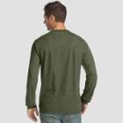 Hanes Men's Long Sleeve Beefy Henley Shirt - Green L, Men's,