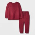 Toddler Boys' 2pc Quilted Fleece Pullover And Knit Jogger Pull-on Pants Set - Cat & Jack Burgundy