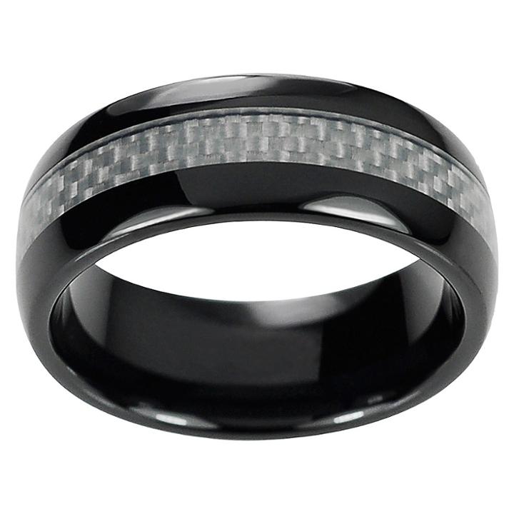 Men's Daxx Ceramic Band With White Carbon Fiber Inlay - Black
