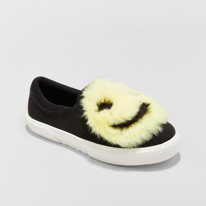 Girls' Onyx Slip On Emoji Sneakers - Cat & Jack Black