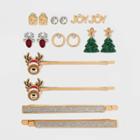 No Brand Multi Reindeer And Holiday Icon Bobby Pins And Stud Earring