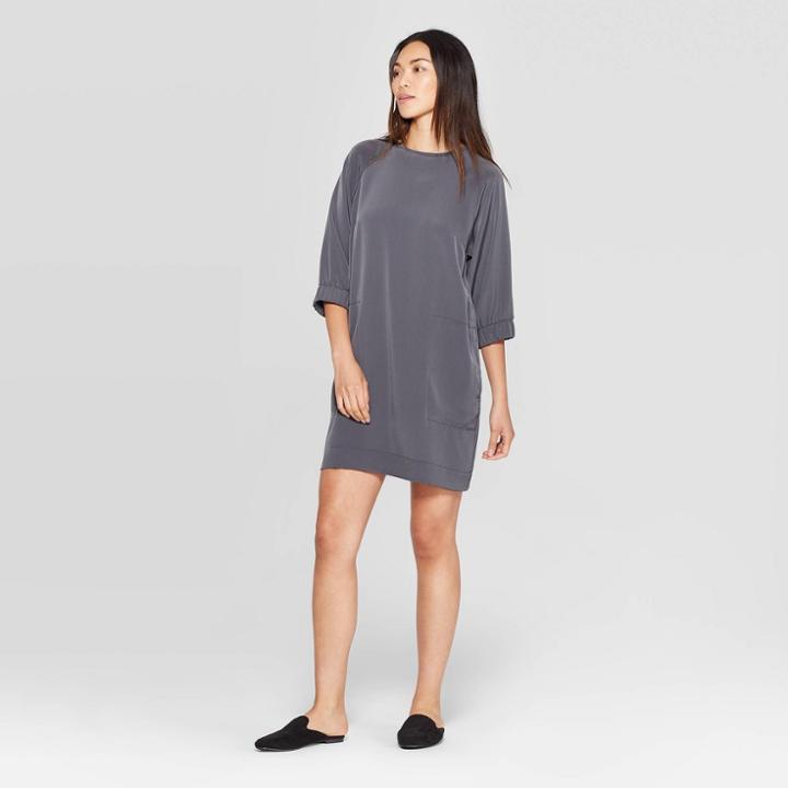 Women's 3/4 Sleeve Crewneck East Coast Mini Dress - Prologue Gray