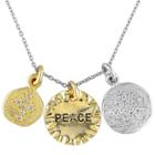 No Brand 0.2 Ct. T.w. Cubic Zirconia Pendant Peace Charms Necklace In Sterling Silver - Gold/silver, Women's,