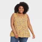 Women's Plus Size Sleeveless Babydoll Top - Knox Rose Yellow Floral