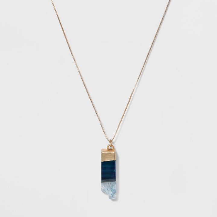 Semi Precious Long Pendant Necklace - Universal Thread Blue, Blue/light Gold