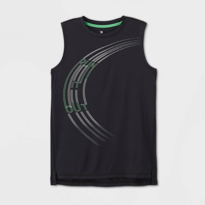 Boys' Sleeveless Run It Out Graphic T-shirt - All In Motion Black