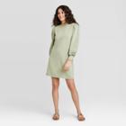 Women's Long Sleeve Fleece Sweater Dress - Universal Thread Green S, Women's,