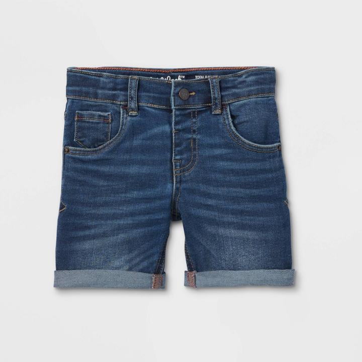Toddler Boys' Rolled Hem Super Stretch Jean Shorts - Cat & Jack Medium Wash