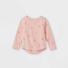 Toddler Girls' Floral Long Sleeve T-shirt - Cat & Jack Powder Pink