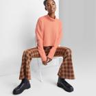 Women's Long Sleeve Turtleneck Cozy Boxy Cropped T-shirt - Wild Fable Peach Orange