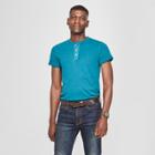 Men's Standard Fit Short Sleeve Henley - Goodfellow & Co Federal Blue