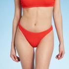 Women's Pucker Textured High Leg Extra Cheeky Bikini Bottom - Shade & Shore Orange