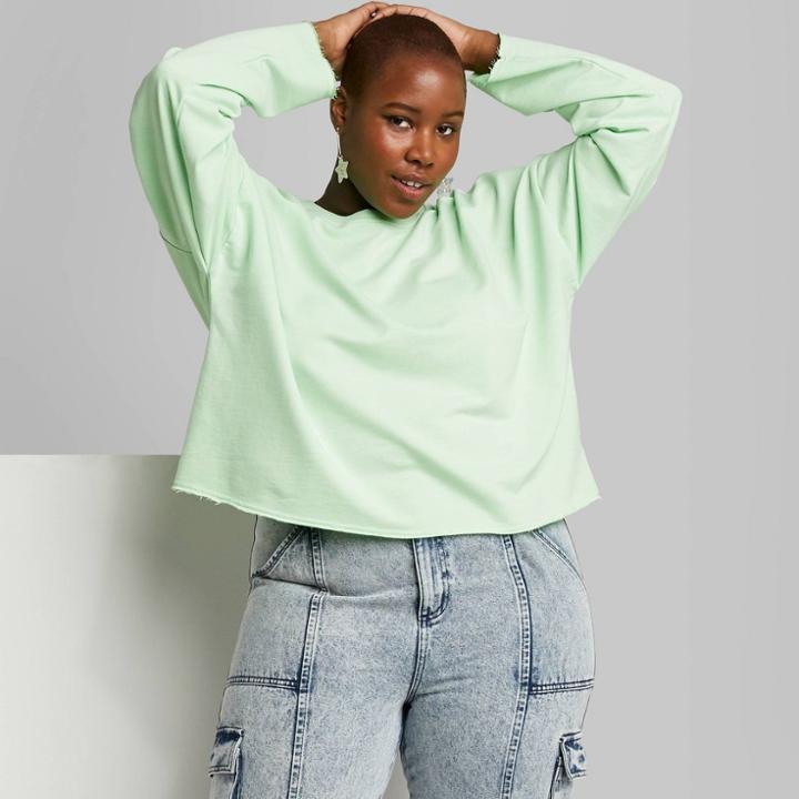 Women's Plus Size French Terry Sweatshirt - Wild Fable Green 1x, Women's,