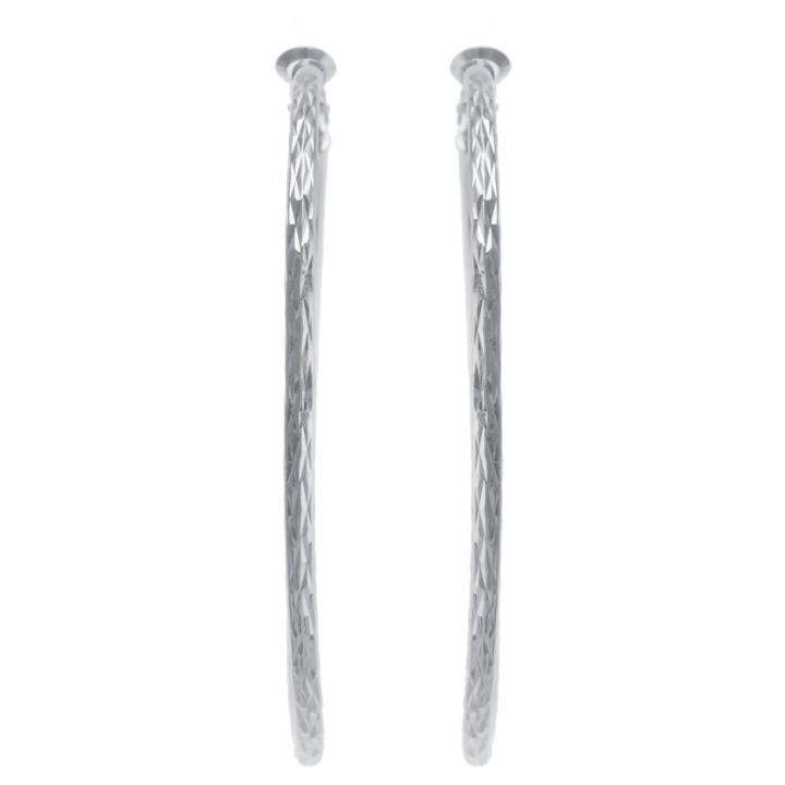 Target Women's Sterling Silver Starburst Diamond Cut Hoop Earrings