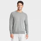 Men's Striped Regular Fit Crewneck Pullover Sweater - Goodfellow & Co Gray