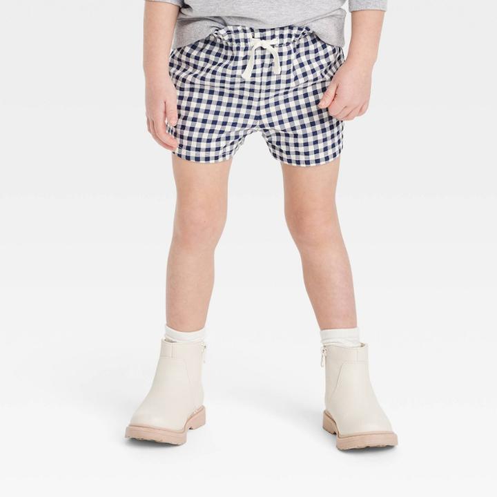 Toddler Girls' Gingham Check Shorts - Cat & Jack Navy Blue