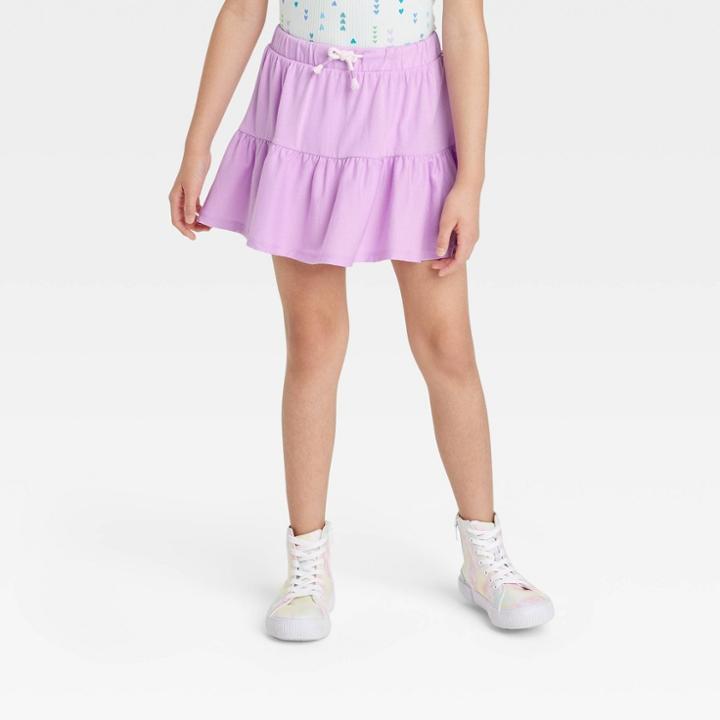 Girls' Tiered Knit Skort - Cat & Jack Violet