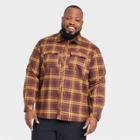 Men's Big Woven Button Long Sleeve Athletic Top - All In Motion Brown/gold