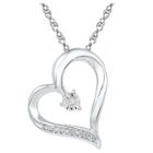 Target Diamond Accent Round White Diamond Prong & Miracle Set Heart Pendant In Sterling Silver (i-j,i2-i3), Women's