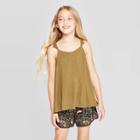 Girls' Crochet Back Tank Top - Art Class Green