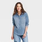 Women's Long Sleeve Classic Fit Button-down Shirt - Universal Thread Light Blue Denim