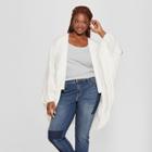 Women's Plus Size Woven Patterned Cocoon Cardigan - Universal Thread White