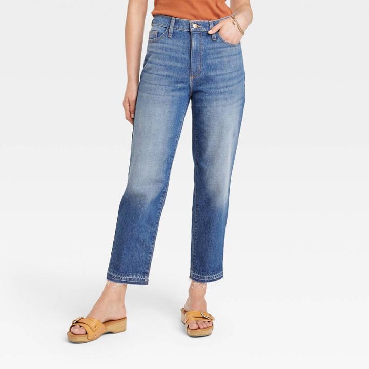 Women's High-rise Vintage Cropped Straight Jeans - Universal Thread Indigo