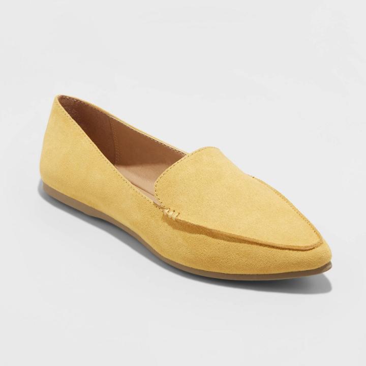 Women's Micah Faux Leather Pointy Toe Loafers - A New Day Yellow
