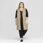 Women's Plus Size Sleeveless Open-front Fashion Vest - Prologue Olive (green) X