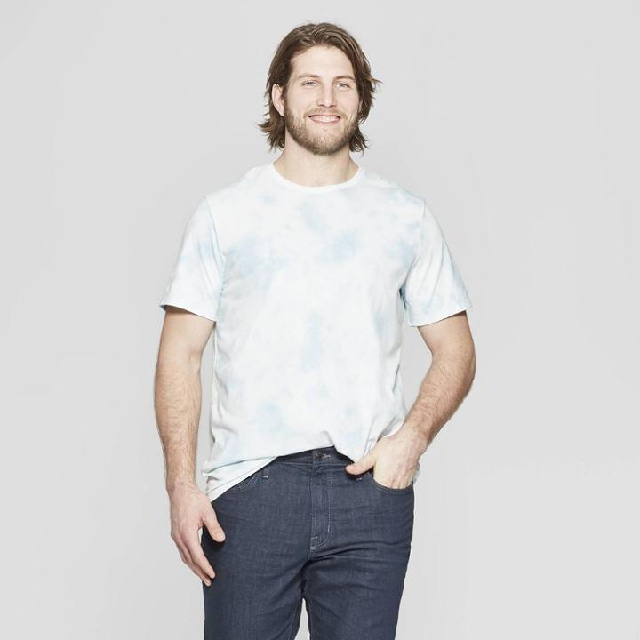 Men's Big & Tall Regular Fit Short Sleeve Novelty Crew T-shirt - Goodfellow & Co Belize Blue