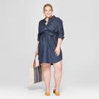 Women's Plus Size Denim Shirt Dress - Universal Thread Dark Wash X