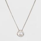 Target Sterling Silver Bezel Cubic Zirconia On A Curb Chain Pendant Necklace -