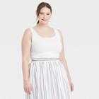 Women's Plus Size Square Neck Tank Top - A New Day White