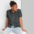 Men's Printed Short Sleeve Poplin Medallion Button-down Shirt - Original Use Black