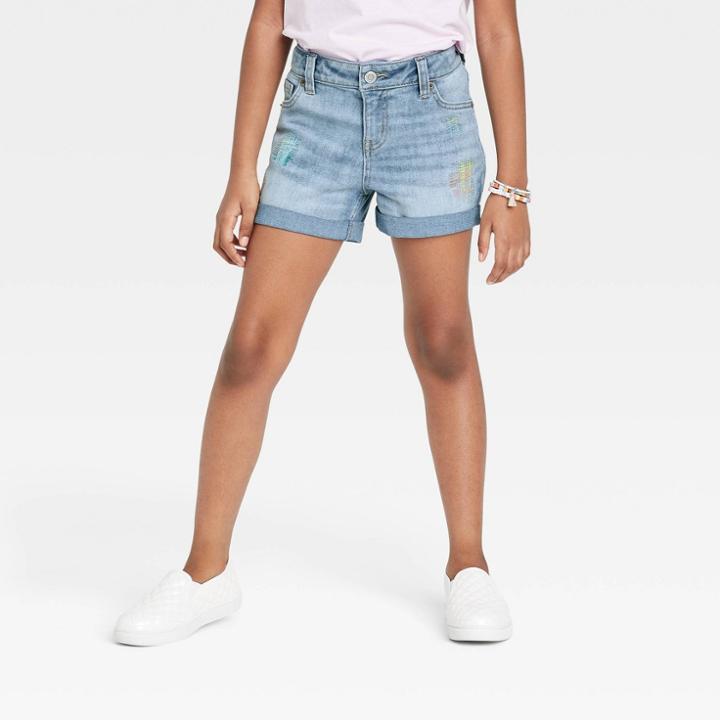 Girls' Embroidered Jean Shorts - Cat & Jack