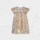 Oshkosh B'gosh Toddler Girls' Metallic Pleated Short Sleeve Dress - Gold