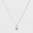 Initial P Tag Necklace - A New Day Silver, Women's
